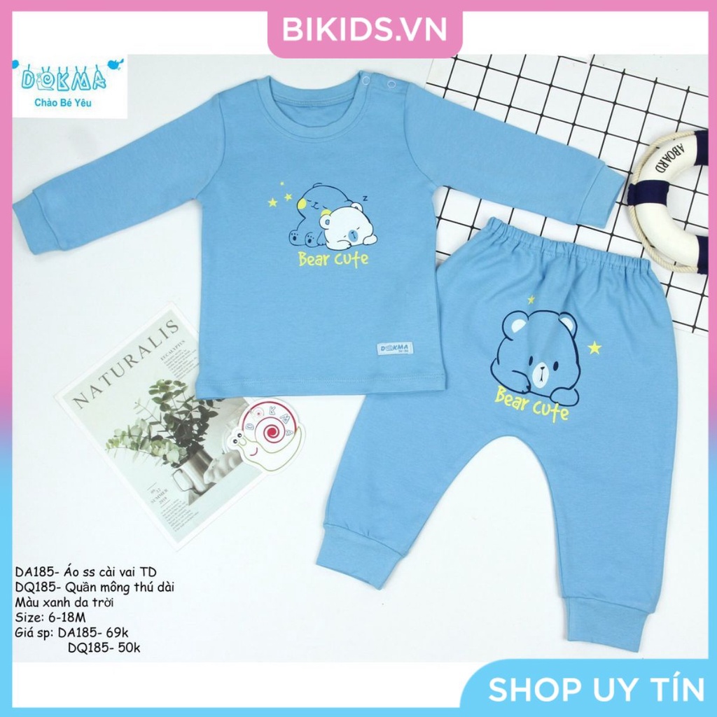 Dokma - Bộ quần áo dài tay cài vai chất siêu đẹp cho bé (6-18m) DA185
