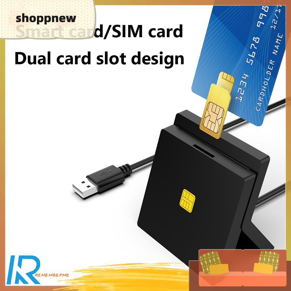 Shoppnew Portable USB 2.0 Smart Card Reader CAC ID SIM Bank Card Adapter Connector