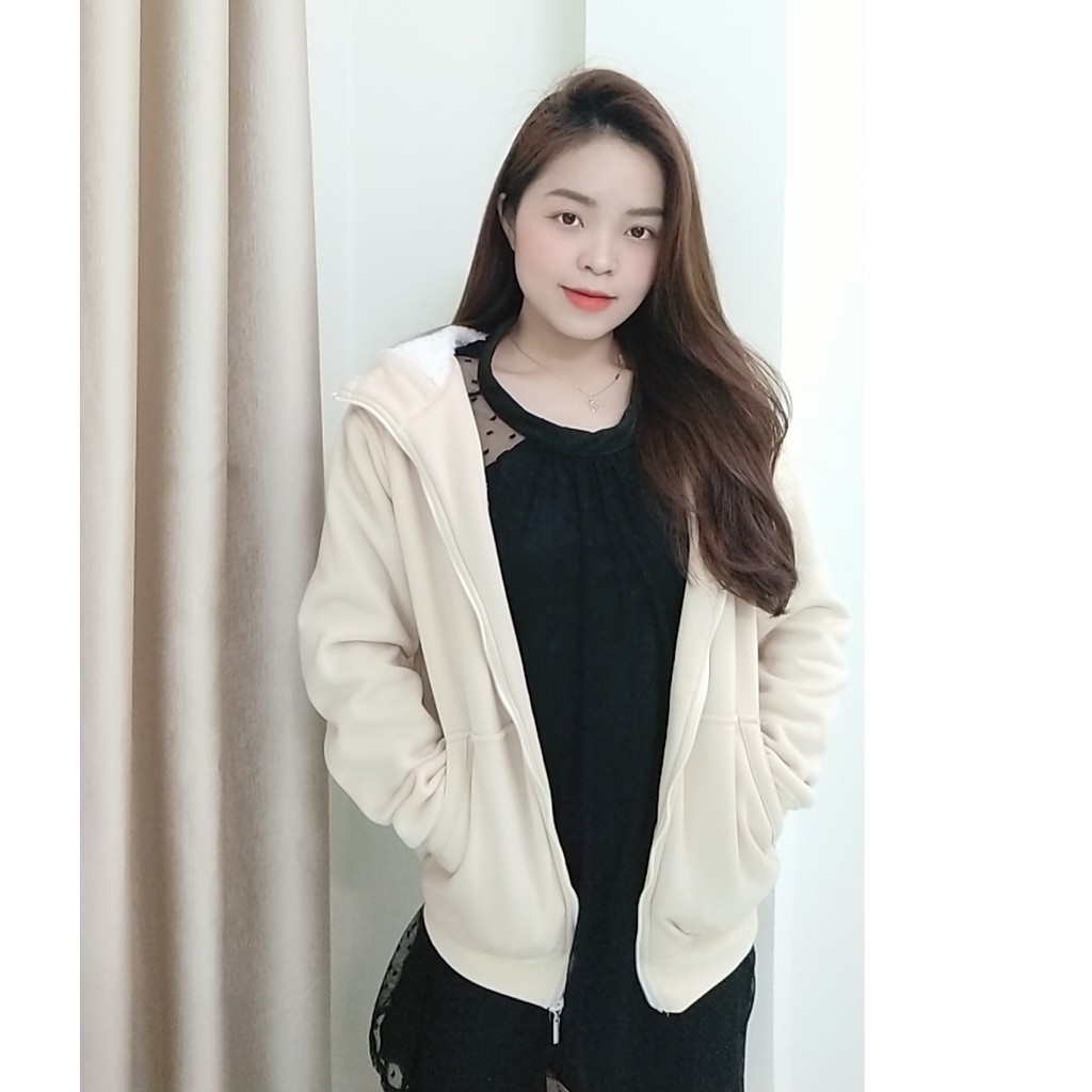 Áo Hoodie unisex nam nữ lót lông form rộng trơn trắng đen có mũ đẹp chất nỉ phong cách trẻ trung Hàn Quốc cho cặp đôi