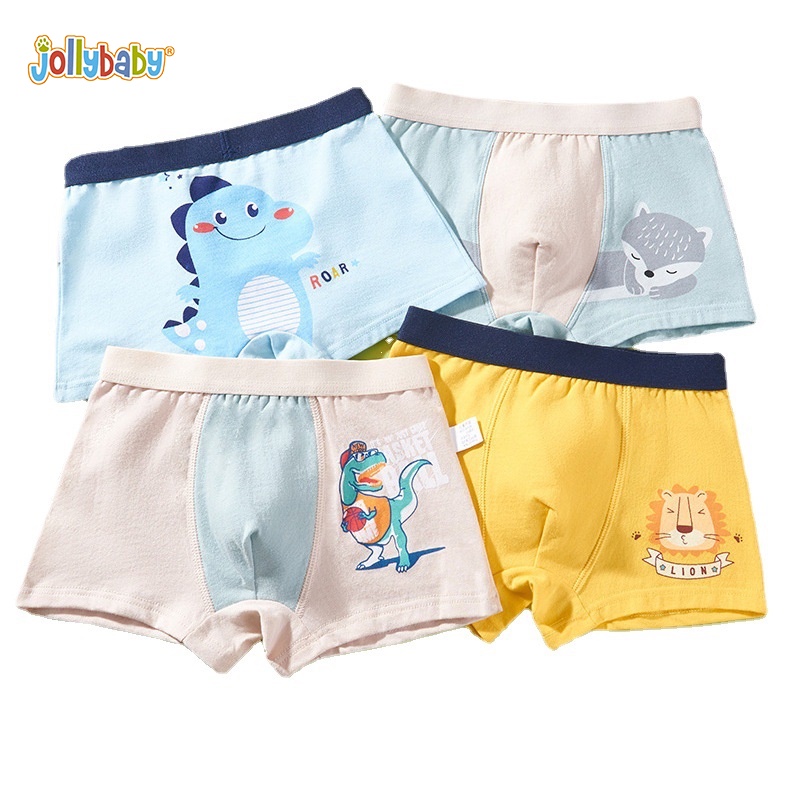 Set 4 quần lót 100% cotton Jollybaby in họa tiết hoạt hình cho bé trai