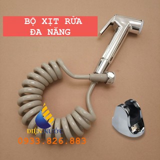 [Xả Kho] Bộ vòi xịt vệ sinh mạ CROM ĐA NĂNG CO DÃN, vòi xịt bồn cầu cao cấp. Điện.Nước