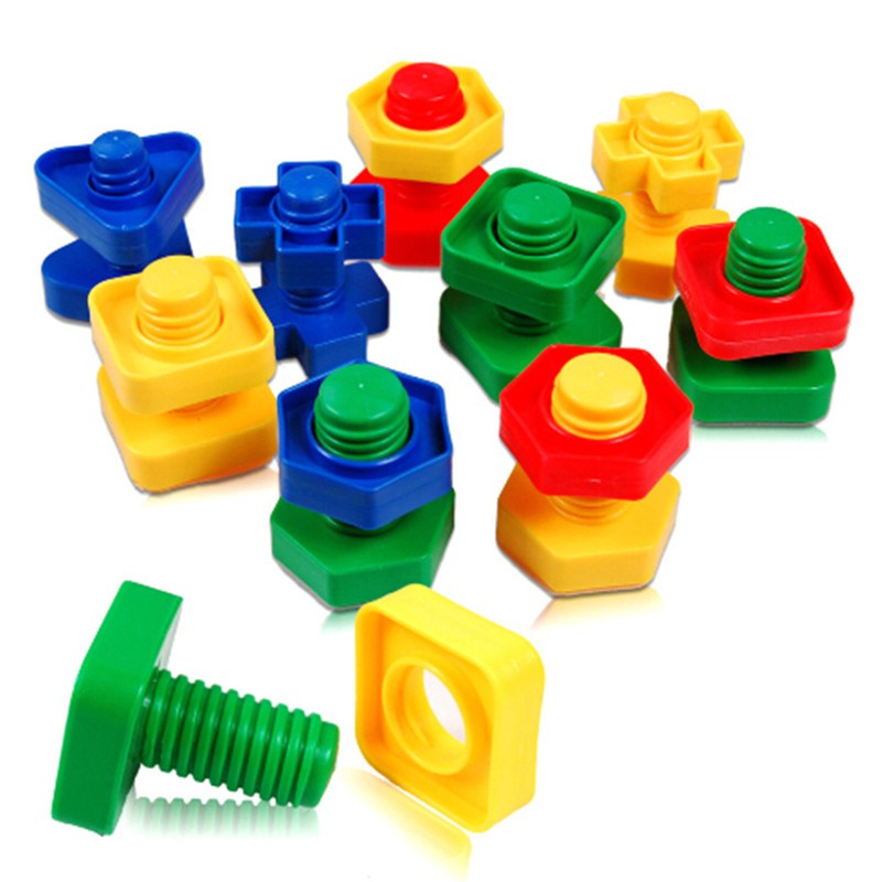 1 set Screw Building Blocks Insert Blocks Nut Shape Kids Educational Gift Toys