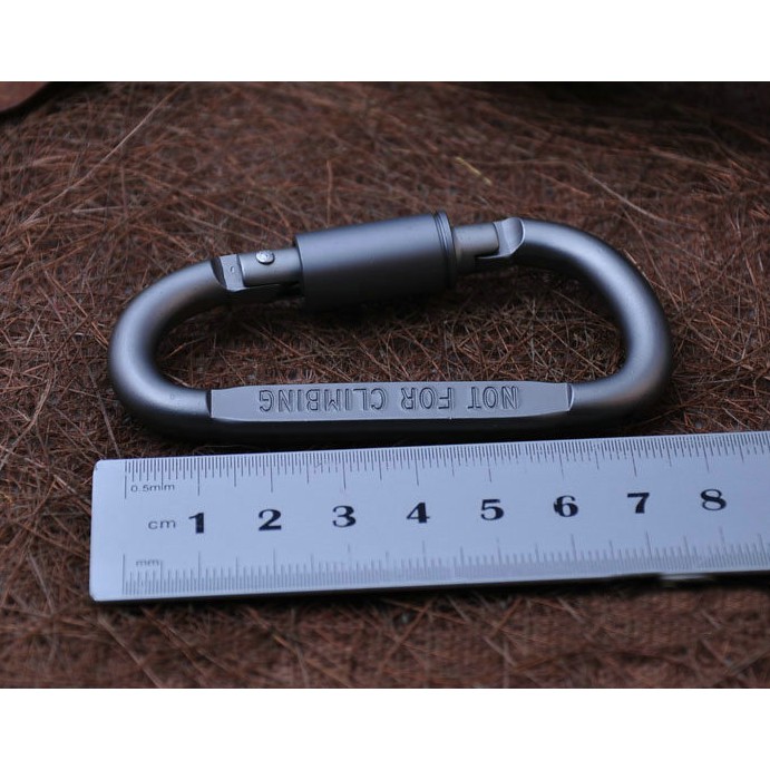 Móc khóa nhôm chữ D đa năng có ren vặn chốt khóa, móc nhôm Carabiner phượt, dã ngoại cắm trại - Camping VietNam