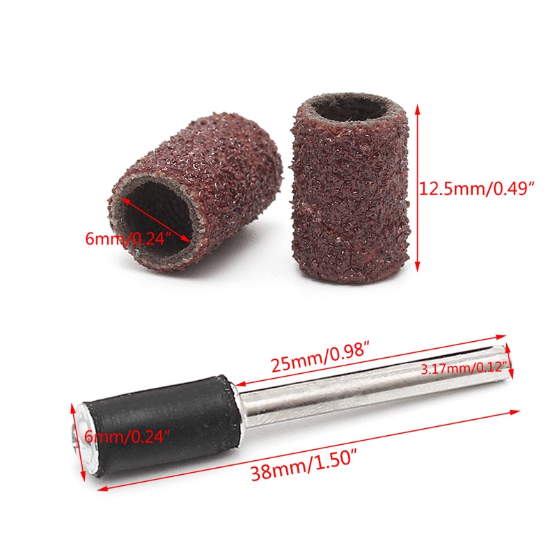 Bộ 10 Cái Giấy Nhám 6mm 120 Kích Thước 6mm# Ống Giấy Nhám + Mũi Khoan 3.17mm Bits