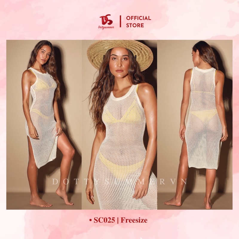 Đầm Midi Lưới Sát Nách Xẻ 2 Bên Hông Siêu Đẹp