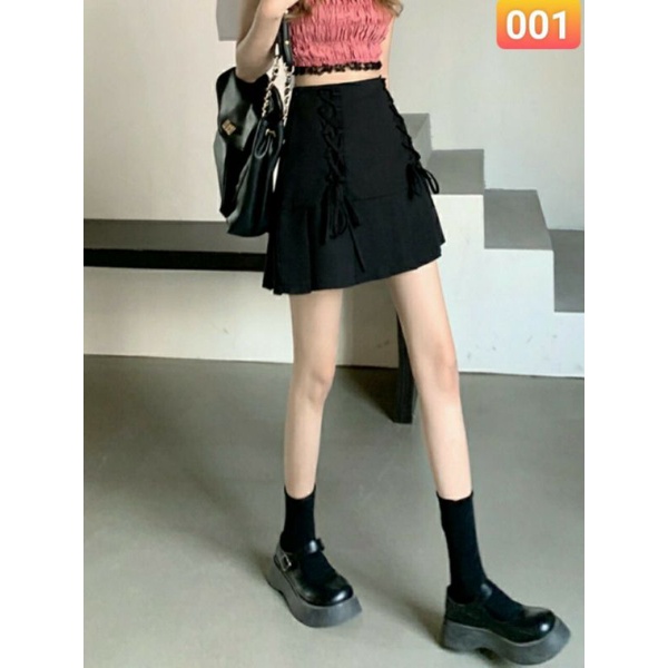 Chân váy ngắn vingate ulzzang , thiết kế dây rút ,vải voan 2 lớp , có lớp quần trong