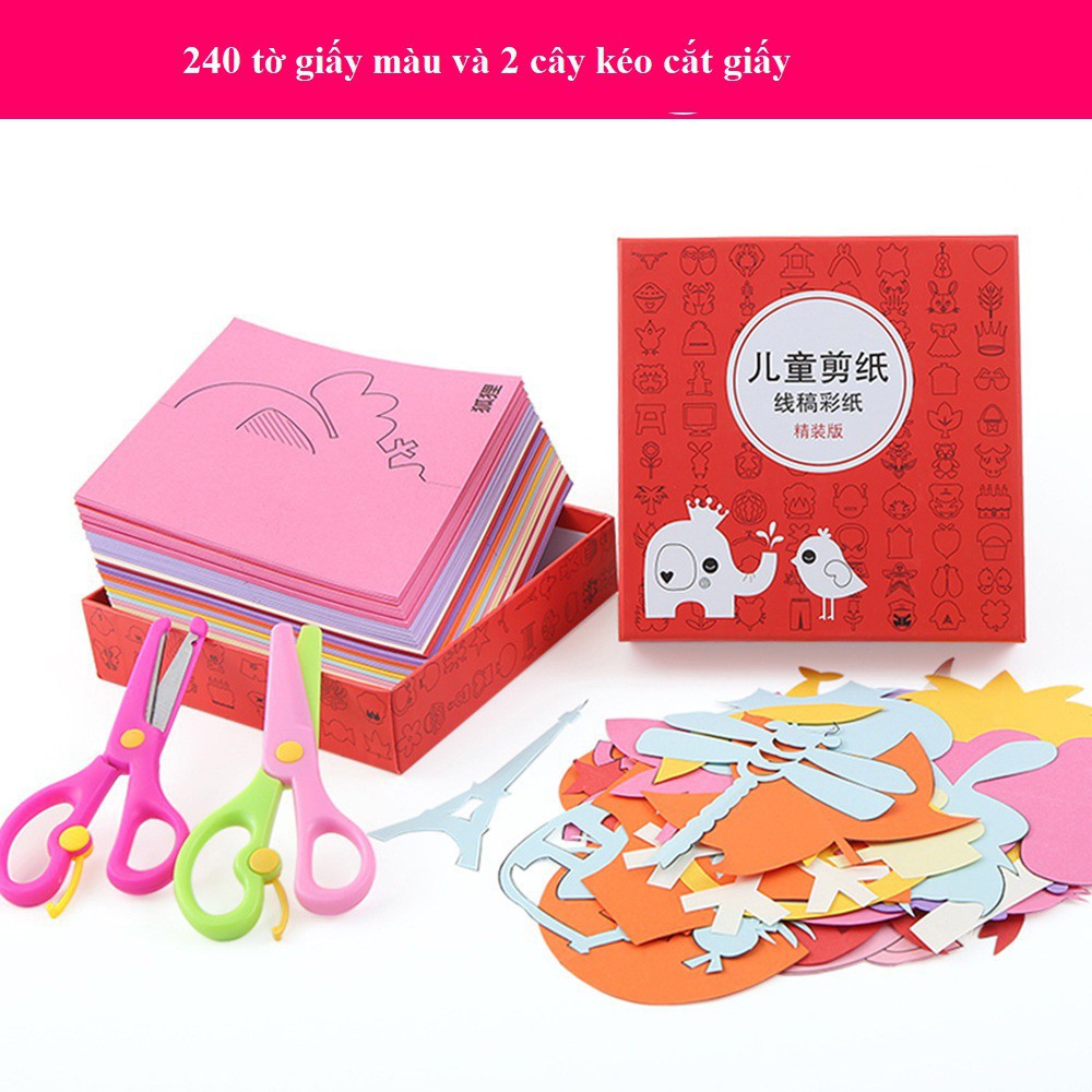 BỘ SÁCH CẮT GIÂY ORIGAMI NHIỀU CHỦ ĐỀ LOẠI 240 TỜ_socsau