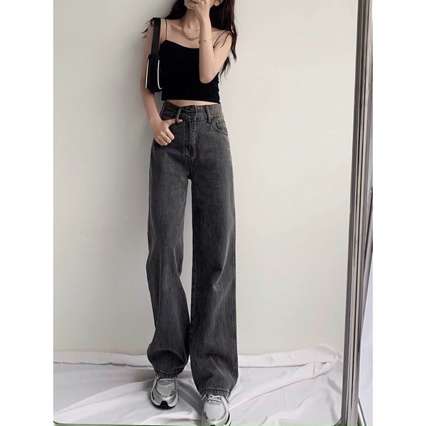 Quần Baggy Nữ Lưng Cao Ống Rộng 40kg-55kg, Quần Baggy Jean Nữ Size SML Hàng VNXK Ms3072