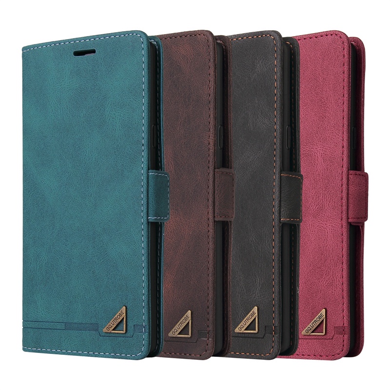 Ốp Điện Thoại Da Kèm Ngăn Đựng Thẻ Khóa Nam Châm Cho Samsung Note20 Note10 Note9 Note8 S23 + S22 Ultra