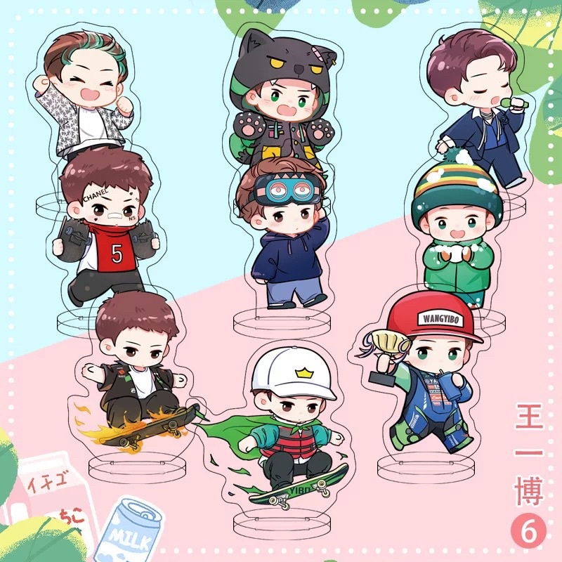 Set 9 chiếc standee size mini in hình Vương Nhất Bác siêu cưng