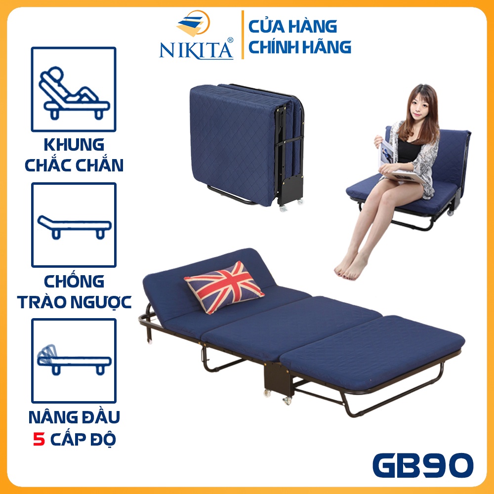 Giường gấp ba khúc NIKITA GB90 rộng 90cm màu xanh