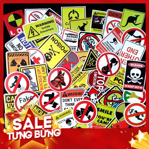 Bộ Sticker dán cao cấp chủ đề WARNING - Dùng dán Xe, dán mũ bảo hiểm, dán Laptop... - Hàng nhập khẩu