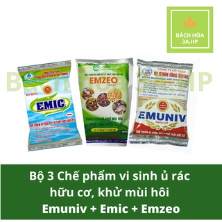 Bộ 3 chế phẩm vi sinh ủ rác hữu cơ, khử mùi hôi Emuniv, Emic, Emzeo