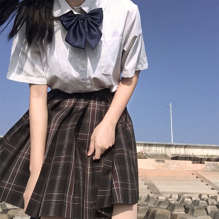 Áo sơ mi đồng phục jk dáng ngắn màu trắng phong cách đơn giản cho nữ sinh