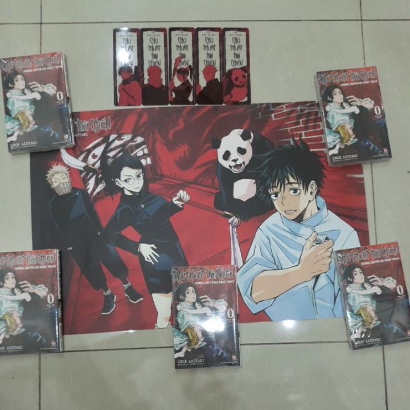 Combo 1 poster và 5 đánh dấu trang Chú thuật hồi chiến (Tặng 5q manga)