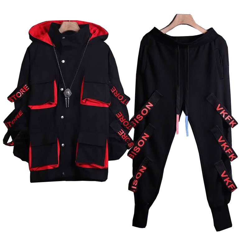 Bộ Đồ Nỉ Nam Có Mũ Phối Dây Phá Cách Kết Hợp Quần Jogger trẻ Trung Thời Trang Thu Đông SET NAM 9000085