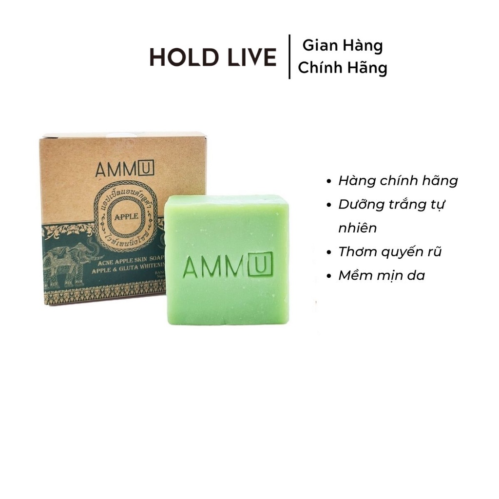 Xà phòng trắng da mờ thâm mụn AMMU Thái Lan  [Acne Apple Soap] 65g, trắng da tự nhiên với alpha arbutin và glulathione | BigBuy360 - bigbuy360.vn