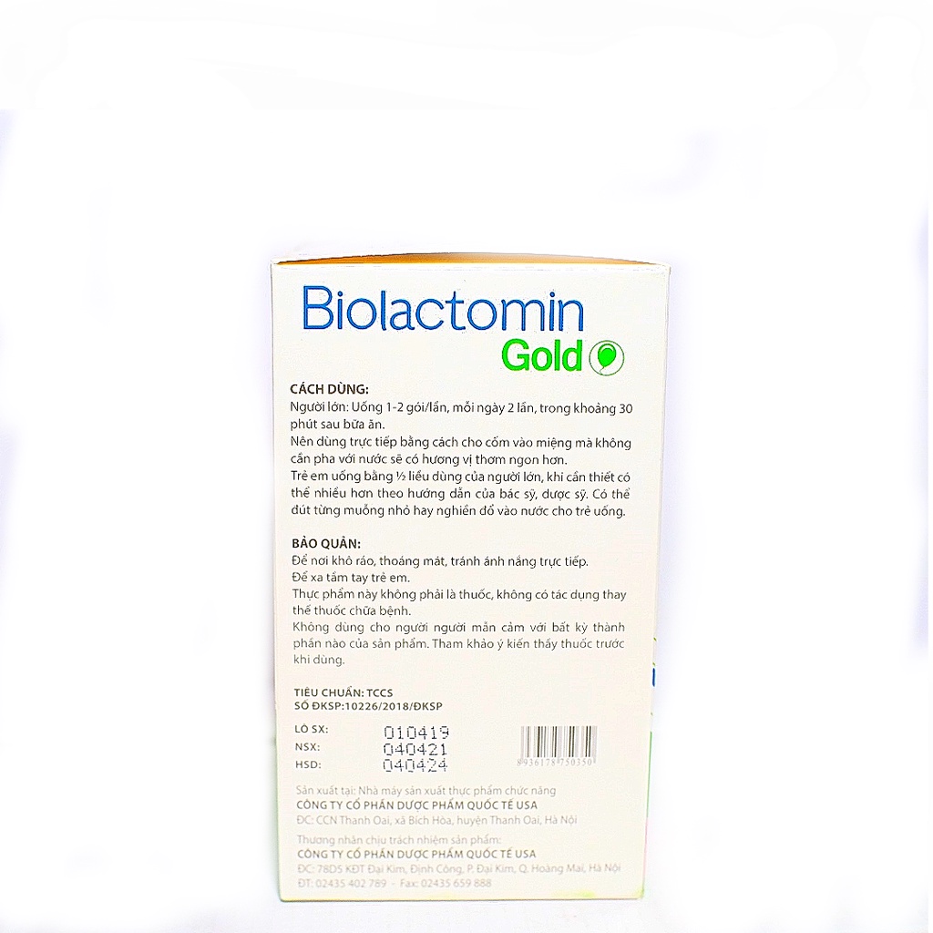 Cốm Biolactomin Gold 1 Tỷ Lợi Khuẩn/ Gói, Hỗ Trợ Tiêu Hóa, Trẻ Biếng Ăn, Kém Hấp Thụ, hộp 30 gói