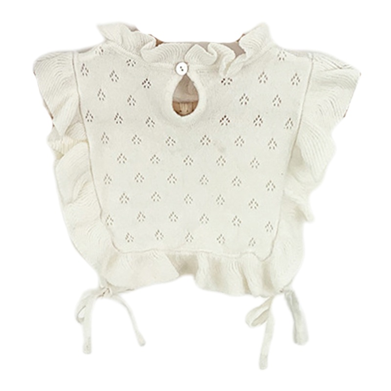 Yếm Cổ Bằng Cotton Dệt Kim Màu Sắc Trơn Có Diềm Xếp Nếp Trang Trí Cho Bé Gái Sơ Sinh