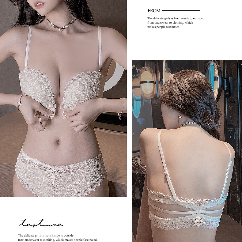 Bộ Đồ Lót Ren Không Dây Nâng Ngực Tàng Hình Chống Trượt Có Thể Tháo Rời Thời Trang Quyến Rũ Cho Nữ