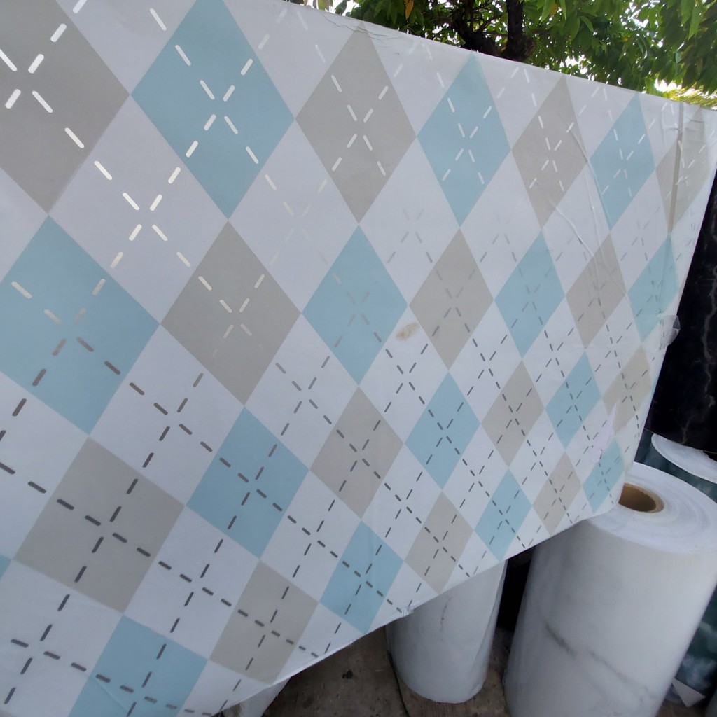 1 mét decal dán bếp tráng nhôm đường kẻ chéo khổ 60cm keo sẵn bóc dán