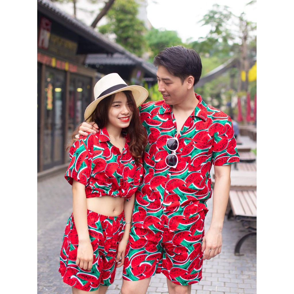 BIGSIZE - BỘ ĐI BIỂN DƯA HẤU ĐỎ CHO GIA ĐÌNH, CÓ ĐỦ SIZE TỪ 7 - 120 KÝ, VẢI KATE THÁI LOẠI 1