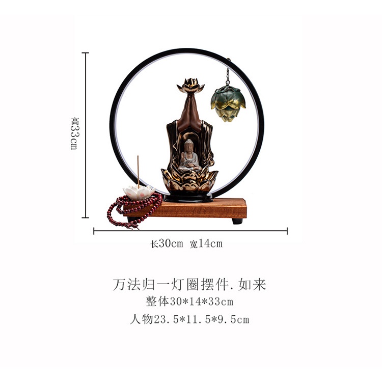 Thác Khói Trầm Hương Quan Âm Ngồi Đài Sen Hàng Nhập Khẩu Cao Cấp, Tặng Kèm Nụ Trầm Hương Khói Ngược