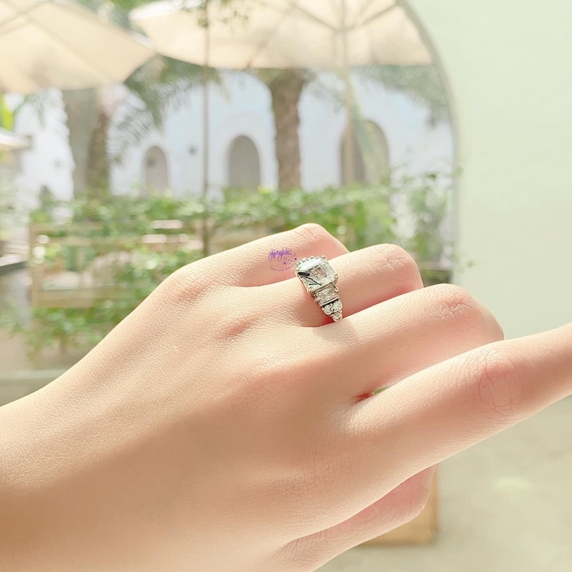 Nhẫn Bạc Đá Thạch Anh Tóc Đen Thiên Nhiên Tài Lộc Kinh Doanh NBF409TATD Gypsy.lala
