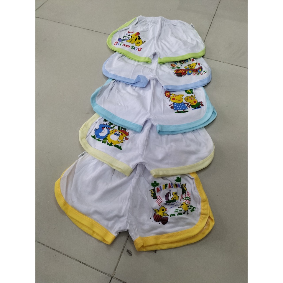 Set 5 quần thể thao trắng viền màu sơ sinh Bossini