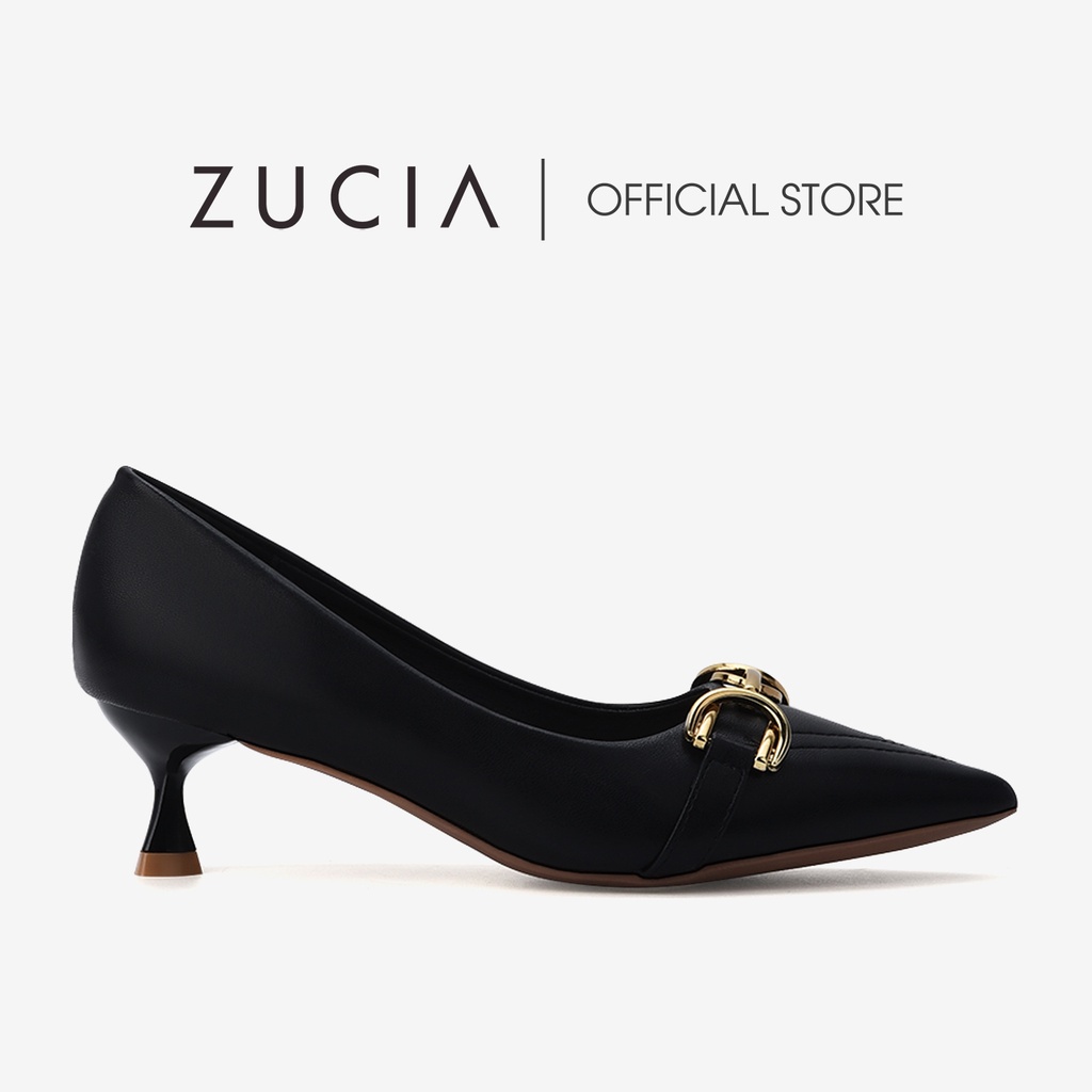 Giày cao gót nữ Zucia mũi nhọn thiết kế đính phụ kiện kim loại mạ vàng sang trọng 5cm - GTH13