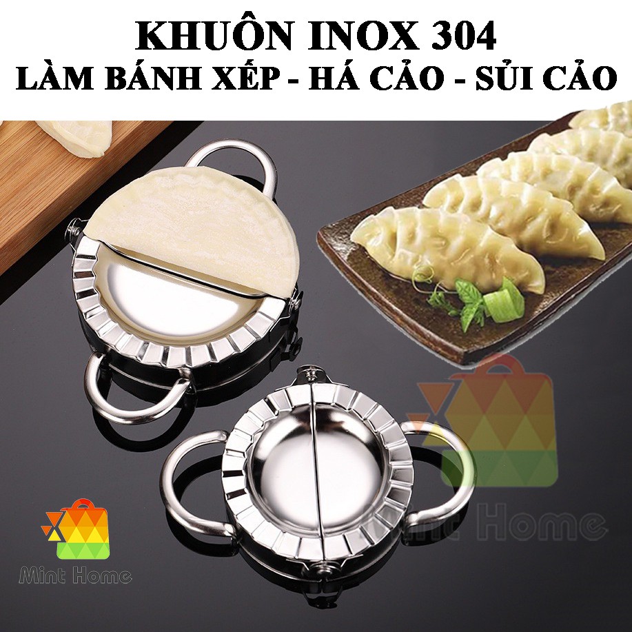 Khuôn làm bánh xếp, há cảo, sủi cảo tôm thịt, bánh bột lọc, khuôn làm bánh cho bé bằng inox 304 thép không gỉ cao cấp