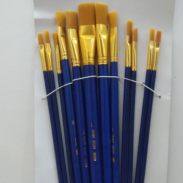 🌿 Cọ vẽ 12 cây chổi vẽ brush cổ vàng lông mềm