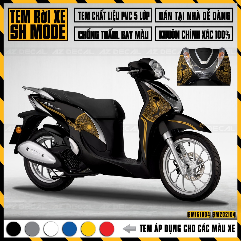 Tem Trống Đồng Dán Xe SH Mode Đời 2020 - 2021 &amp; 2015 - 2019 | SM04 | Decal Chống Nước, Dễ Dán Tại Nhà