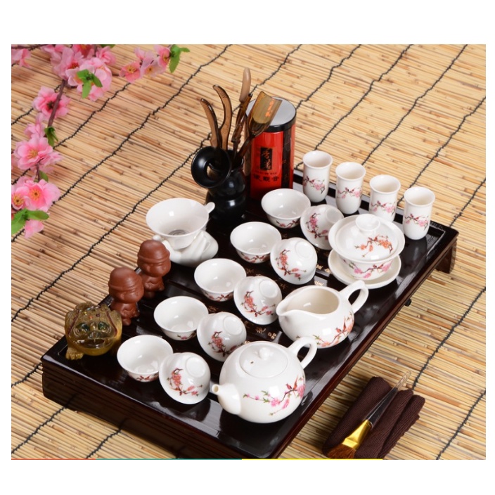 Bộ thánh trà sứ hoa Anh Đào Water Point kèm khay gỗ cao cấp,uống phải đẳng cấp