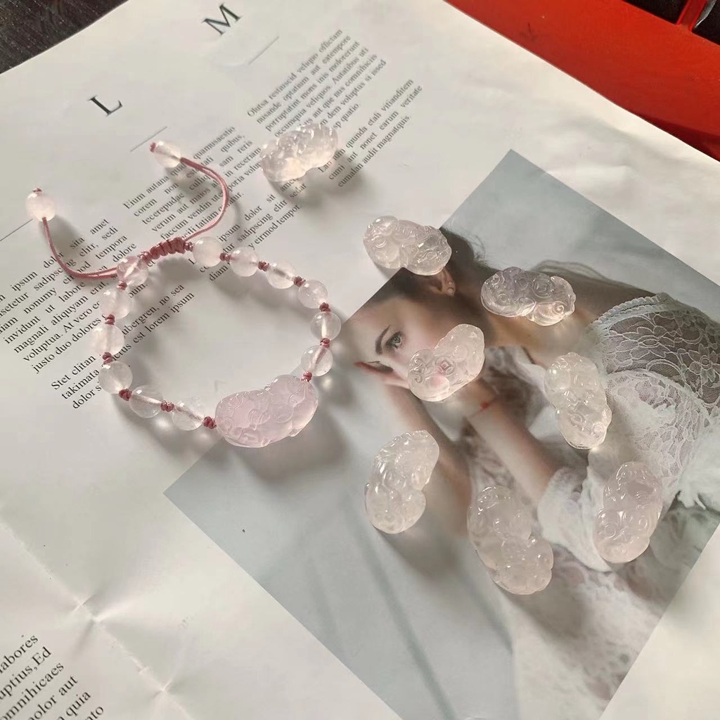 [Hàng Mới] Vòng Đeo Tay Hạt Tròn Nhỏ Màu Hồng Pixiu Tươi Mới Cho Nữ