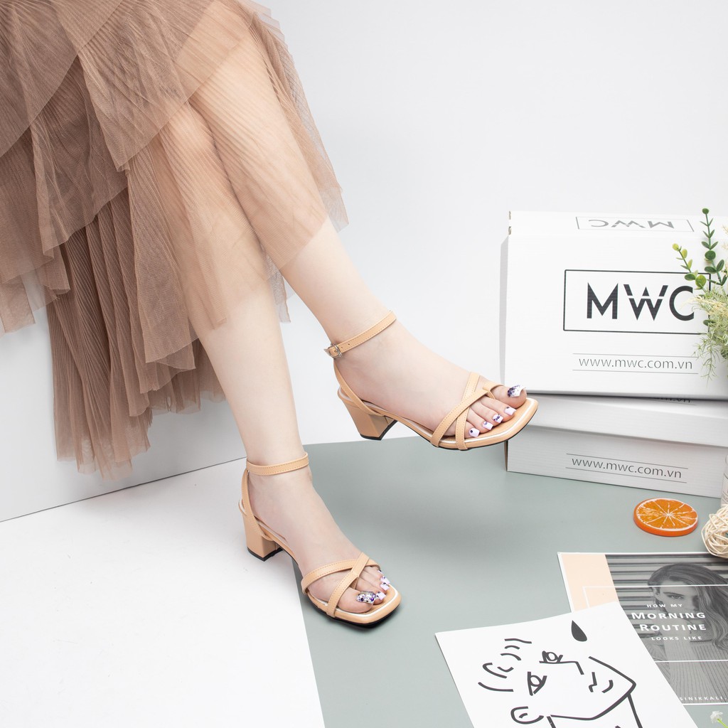 Giày Sandal Cao Gót MWC Đế Vuông 5CM Mũi Vuông NUCG-3925