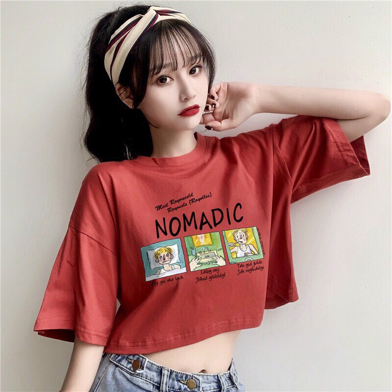 Croptop nữ 💥FREESHIP💥 Áo crop Nomadic form rộng siêu xinh [ao thun]