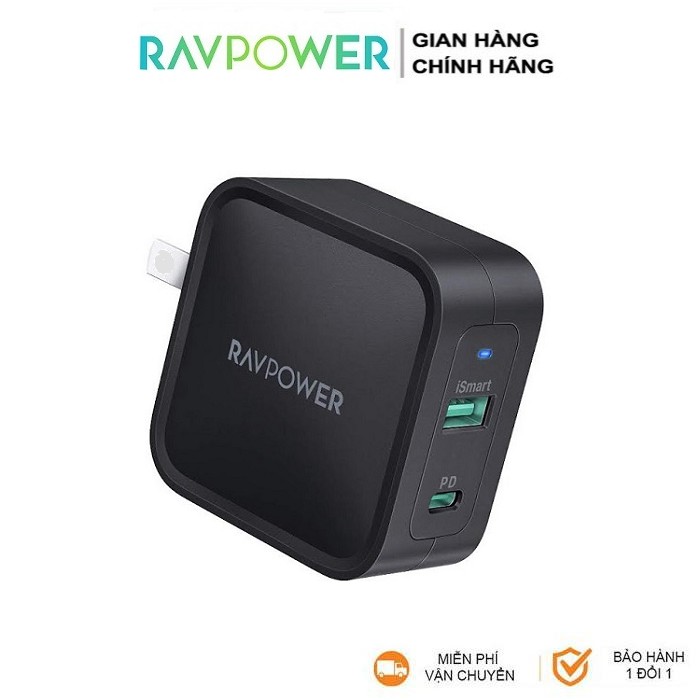 Sạc RAVPower 2 cổng - 65W PD GaN tech RP-CPCN002