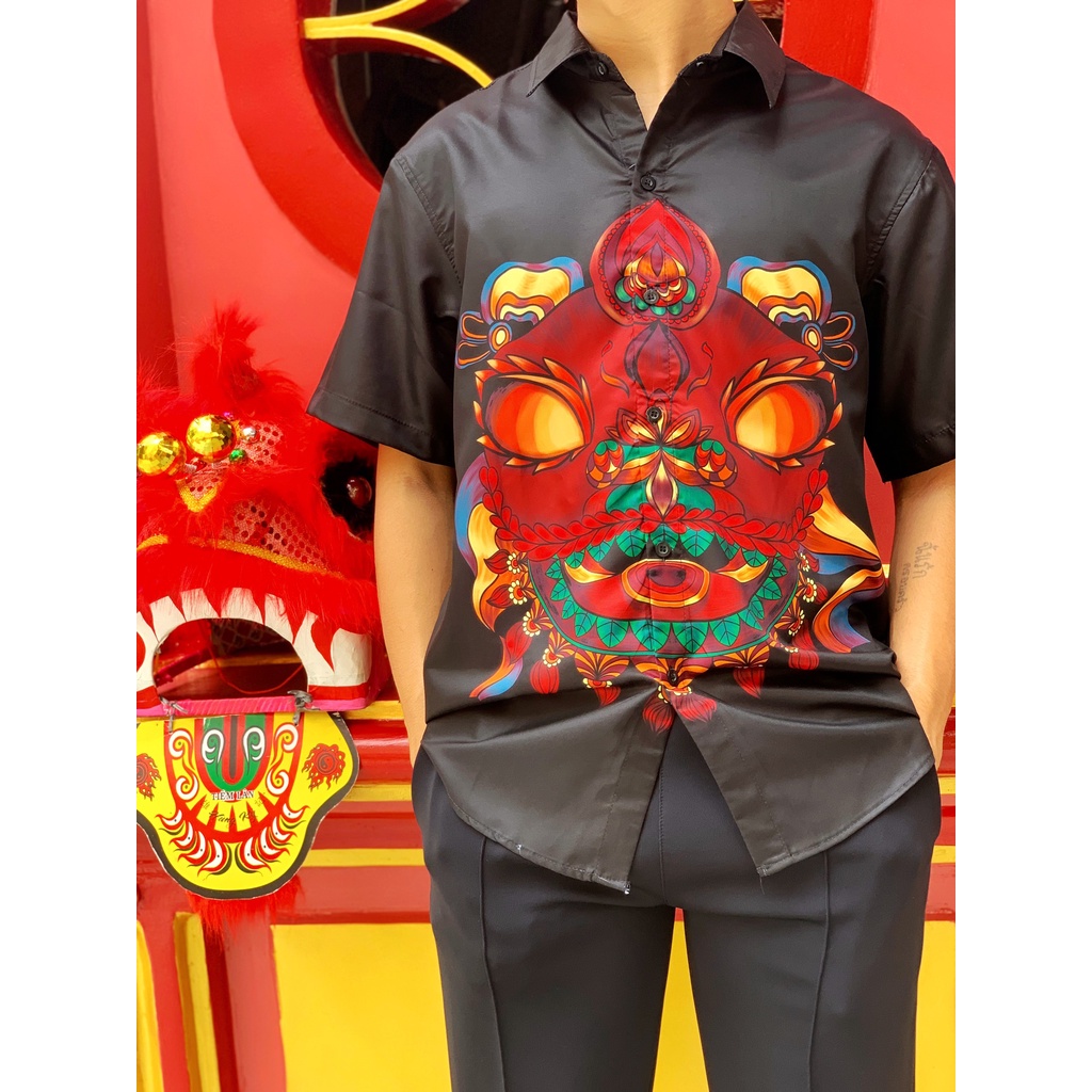 Áo Sơ Mi Lân An Lộc Nam Nữ Unisex tay ngắn Họa Tiết, chất Lụa Gân dày đẹp, hàng Thiết Kế Mr.Smile 99 Shop