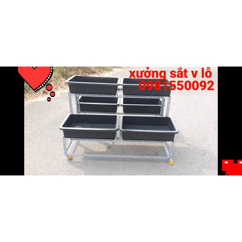 Kệ sắt v lỗ trồng rau Thông Minh 2 Tầng 6 khay  bao chắc 🥰