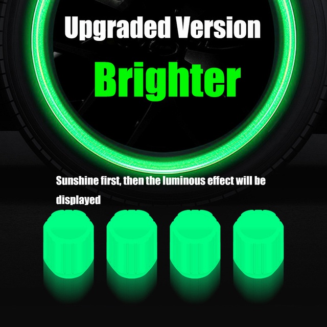 Bộ 2 / 4 Nắp Van Bánh Xe Phát Sáng Chống Nước / Bụi Bẩn Thông Dụng