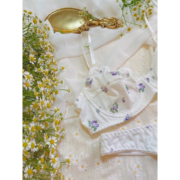 Set bra hoa nhí tím