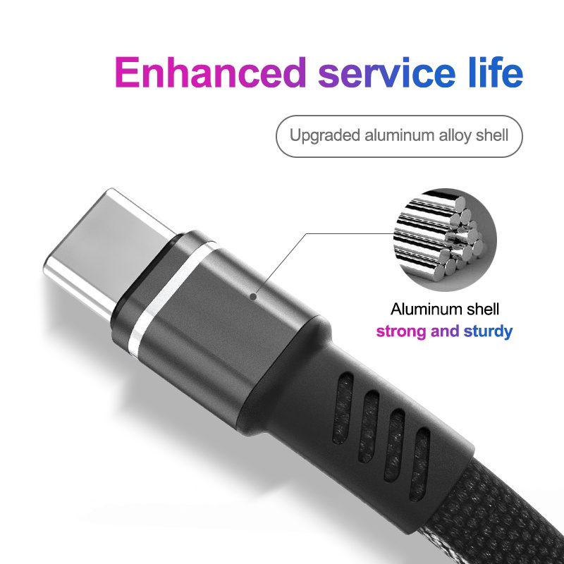 Dây Cáp Sạc Nhanh 5a 1m Cổng Usb Type-c Bằng Denim Bện Vải Denim Cho Điện Thoại Android Loại c