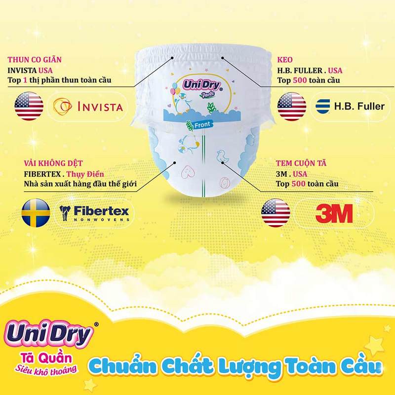 Tã quần UniDry siêu khô thoáng gói Jumbo M60/L54/XL48/XXL44