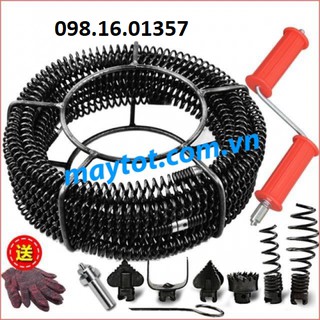 6m dây thông cống lò xo phi 16 dùng tay quay hoặc dùng với máy khoan