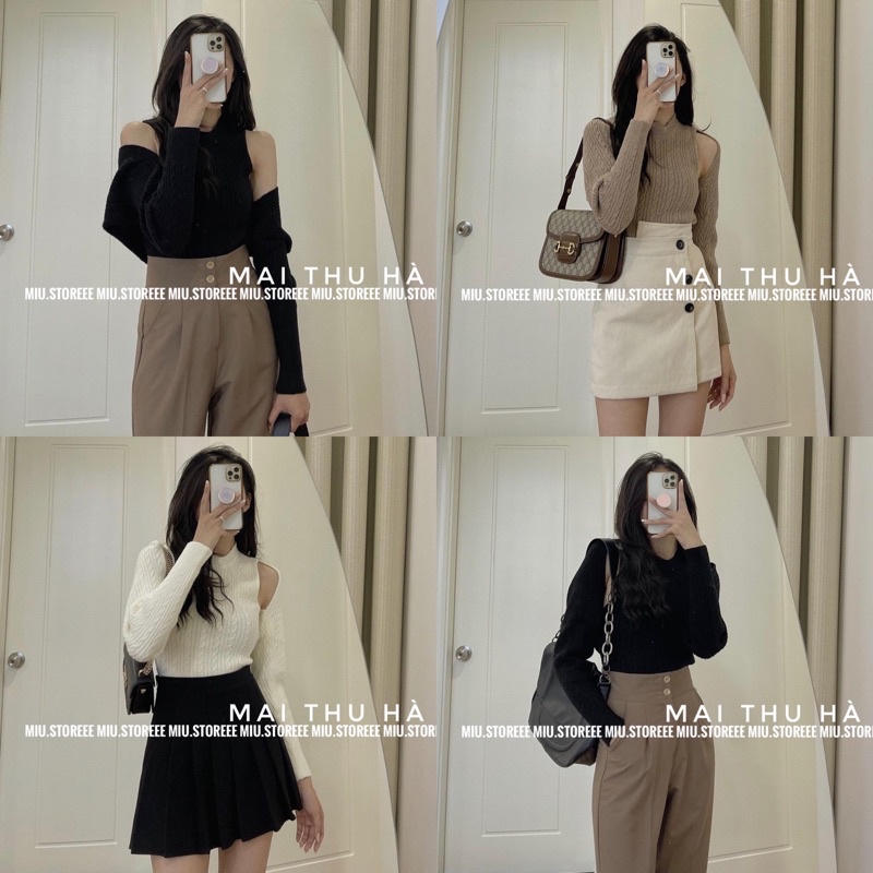 SET LEN ÁO BA LỖ KÈM ÁO KHOÁC CARDIGAN