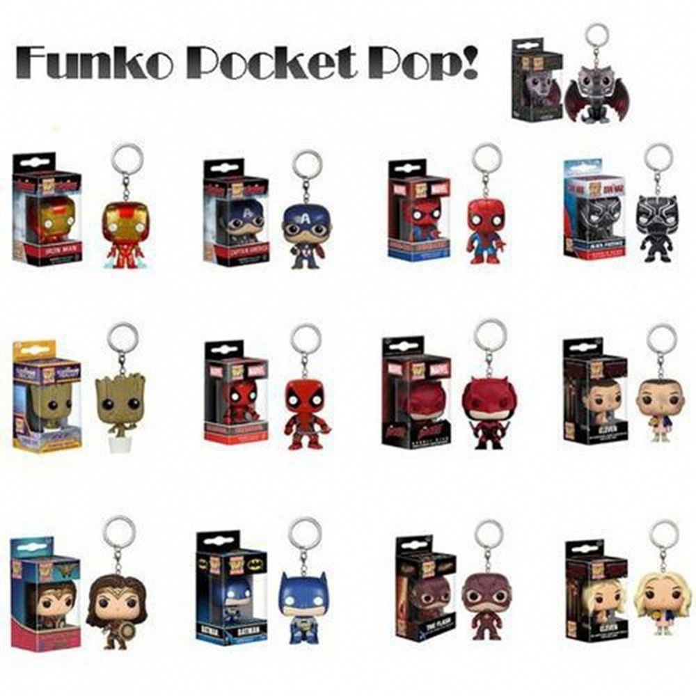 Funko Pop Avengers Keychain IronMan Groot Batman SpiderMan DeadPool Keyring High Quality HOT SALE