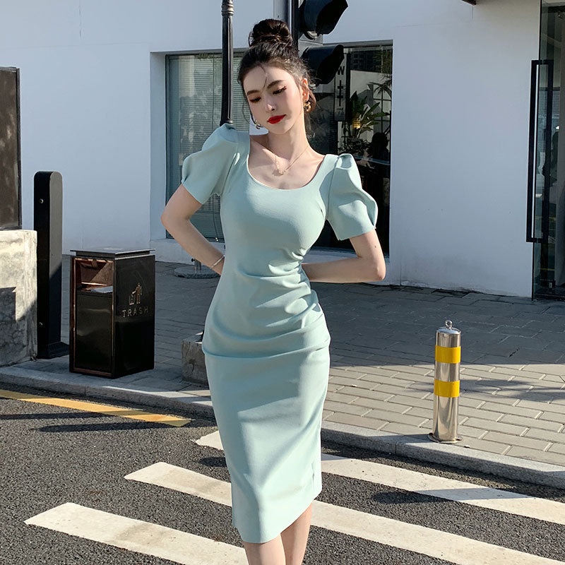 Đầm IELGY cổ vuông chiết eo thời trang mùa hè tinh tế cho nữ