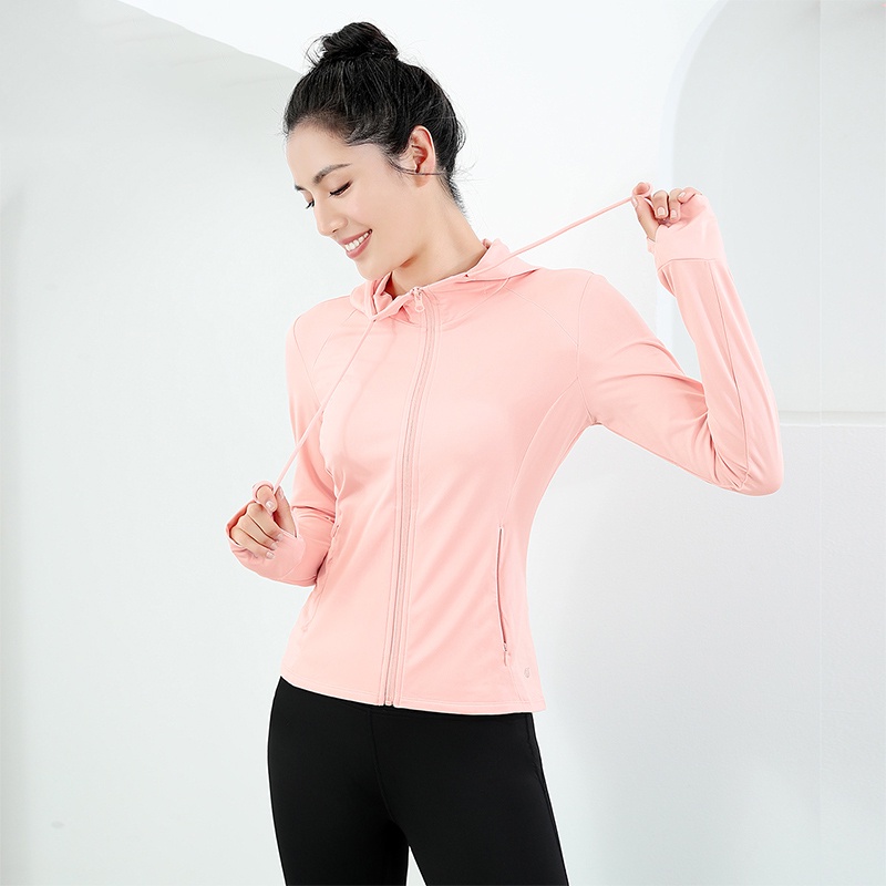 Áo khoác CAMEL có nón vải cashmere thời trang cho nữ tập yoga/ chạy bộ