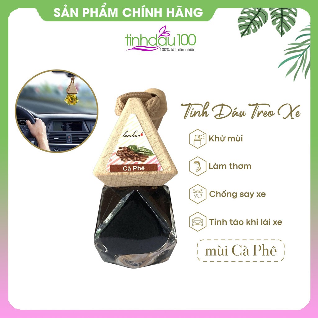 Tinh dầu treo xe ô tô Cà phê Lam Hà khử mùi, thư giãn, tỉnh táo khi lái xe